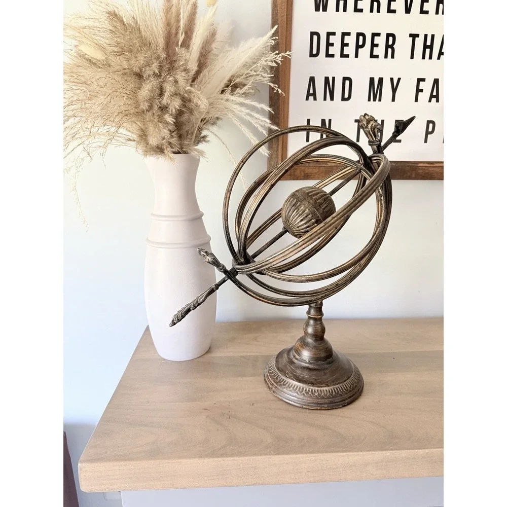 Vintage French Country Iron‎ Garden Armillary Sundial English Garden Decor